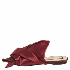 N21 Nº21 Burgundy Satin Knot Flat Mules Size 37.5 Women Sandals -N21shop luxury women n21 used shoes p543015 003
