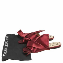 N21 Nº21 Burgundy Satin Knot Flat Mules Size 37.5 Women Sandals 9 N21 Nº21 Burgundy Satin Knot Flat Mules Size 37.5 Women Sandals -N21shop luxury women n21 used shoes p543015 008