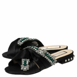 N21 Nº21 Black Satin Crystal Embellished Knotted Flat Slides Size 37.5 Women Sandals 5 N21 Nº21 Black Satin Crystal Embellished Knotted Flat Slides Size 37.5 Women Sandals -N21shop luxury women n21 used shoes p543138 003