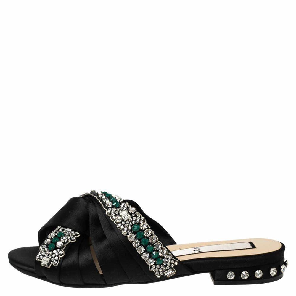 N21 Nº21 Black Satin Crystal Embellished Knotted Flat Slides Size 37.5 Women Sandals N21 Nº21 Black Satin Crystal Embellished Knotted Flat Slides Size 37.5 Women Sandals -N21shop luxury women n21 used shoes p543138 005