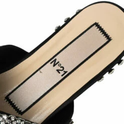 N21 Nº21 Black Satin Crystal Embellished Knotted Flat Slides Size 37.5 Women Sandals 8 N21 Nº21 Black Satin Crystal Embellished Knotted Flat Slides Size 37.5 Women Sandals -N21shop luxury women n21 used shoes p543138 006