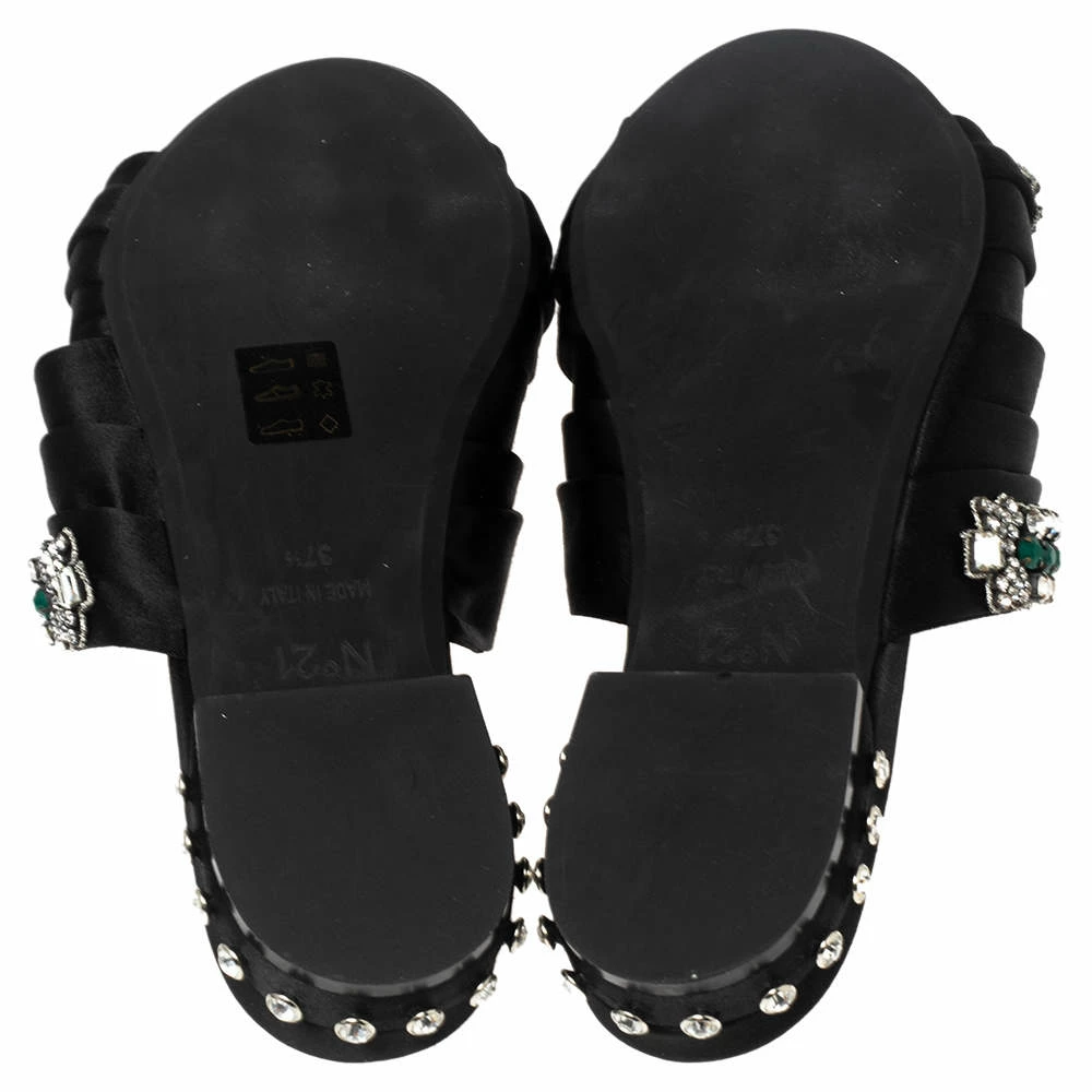 N21 Nº21 Black Satin Crystal Embellished Knotted Flat Slides Size 37.5 Women Sandals N21 Nº21 Black Satin Crystal Embellished Knotted Flat Slides Size 37.5 Women Sandals -N21shop luxury women n21 used shoes p543138 009