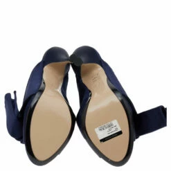 N21 Navy Blue Satin Slide Sandals Size 39 Women 7 N21 Navy Blue Satin Slide Sandals Size 39 Women -N21shop luxury women n21 used shoes p551112 002
