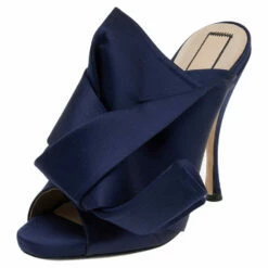 N21 Navy Blue Satin Slide Sandals Size 39 Women