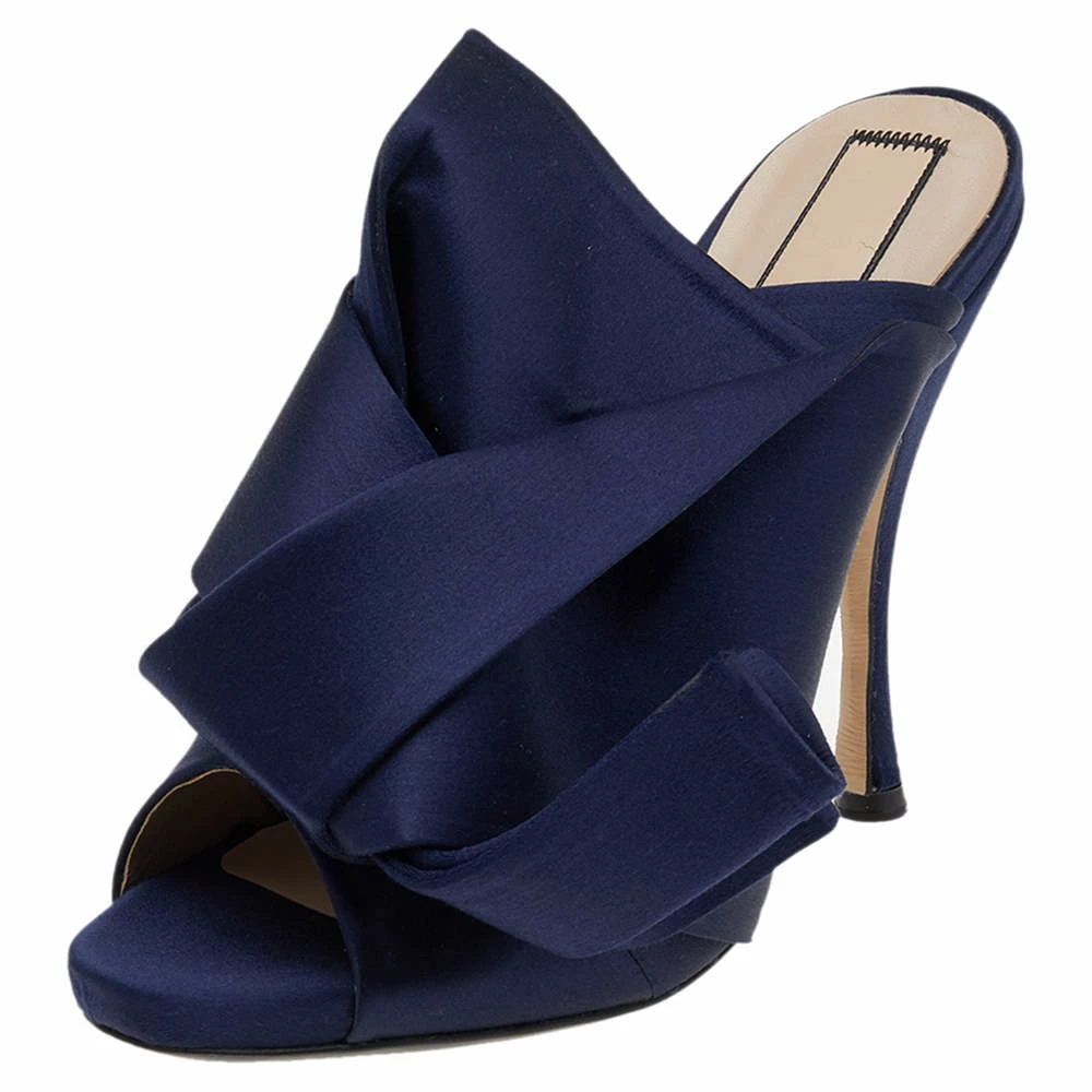 N21 Navy Blue Satin Slide Sandals Size 39 Women N21 Navy Blue Satin Slide Sandals Size 39 Women -N21shop luxury women n21 used shoes p551112 004