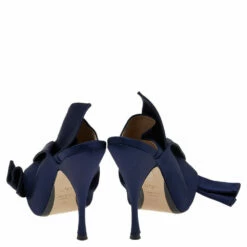 N21 Navy Blue Satin Slide Sandals Size 39 Women 6 N21 Navy Blue Satin Slide Sandals Size 39 Women -N21shop luxury women n21 used shoes p551112 007