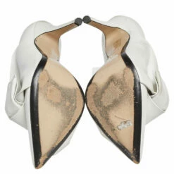 N21 Nº21 White Leather Knot Pointed Toe Pumps Size 37 Women -N21shop luxury women n21 used shoes p551441 006