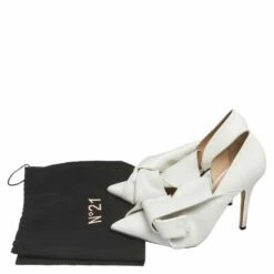 N21 Nº21 White Leather Knot Pointed Toe Pumps Size 37 Women -N21shop luxury women n21 used shoes p551441 010