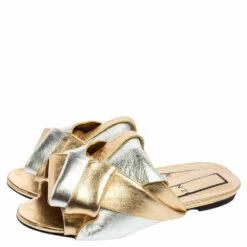 N21 N°21 Metallic Gold/Silver Leather Raso Knot Flats Size 37 Women 5 N21 N°21 Metallic Gold/Silver Leather Raso Knot Flats Size 37 Women -N21shop luxury women n21 used shoes p551493 002