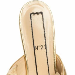 N21 N°21 Metallic Gold/Silver Leather Raso Knot Flats Size 37 Women 8 N21 N°21 Metallic Gold/Silver Leather Raso Knot Flats Size 37 Women -N21shop luxury women n21 used shoes p551493 006