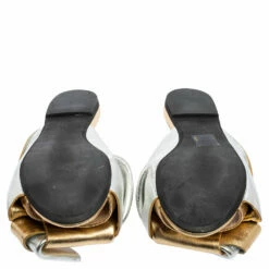 N21 N°21 Metallic Gold/Silver Leather Raso Knot Flats Size 37 Women 7 N21 N°21 Metallic Gold/Silver Leather Raso Knot Flats Size 37 Women -N21shop luxury women n21 used shoes p551493 007