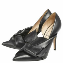 N21 Nº21 Black Leather Knot Pointed Toe Pumps Size 37.5 Women 5 N21 Nº21 Black Leather Knot Pointed Toe Pumps Size 37.5 Women -N21shop luxury women n21 used shoes p551978 001