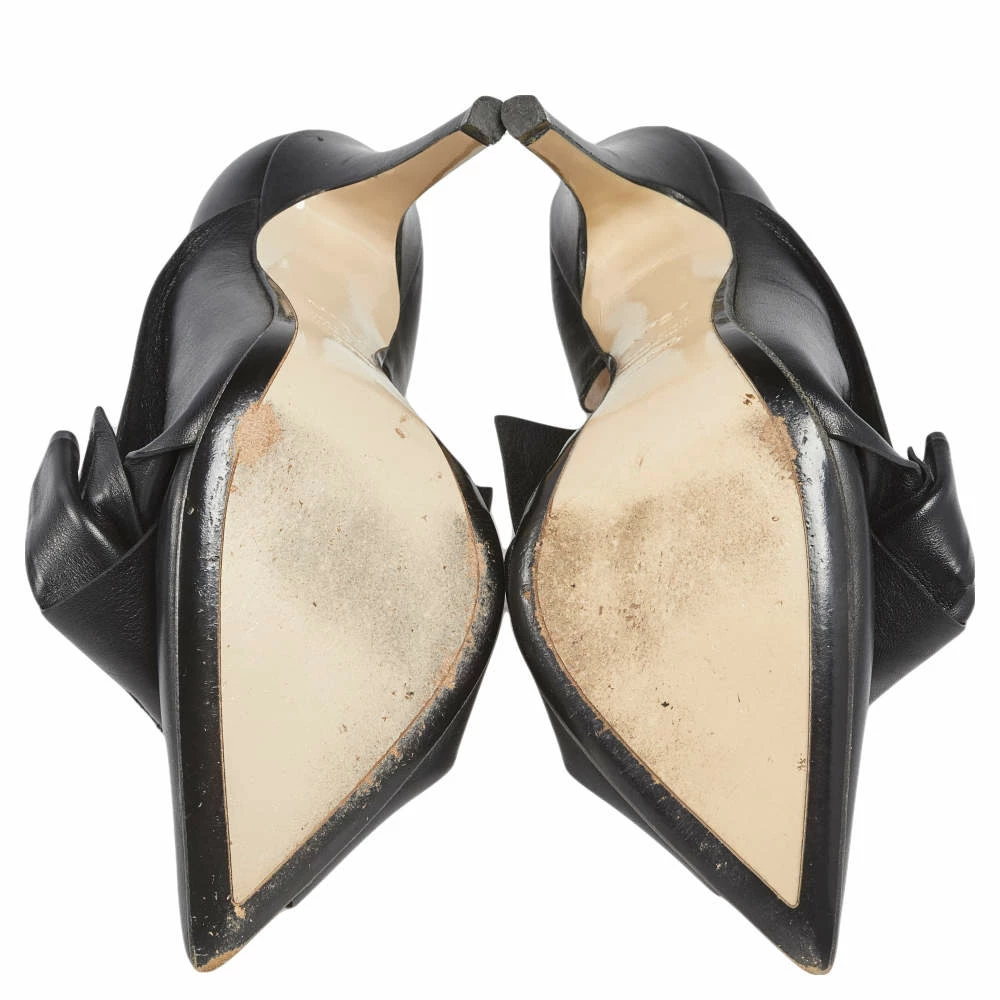 N21 Nº21 Black Leather Knot Pointed Toe Pumps Size 37.5 Women N21 Nº21 Black Leather Knot Pointed Toe Pumps Size 37.5 Women -N21shop luxury women n21 used shoes p551978 007