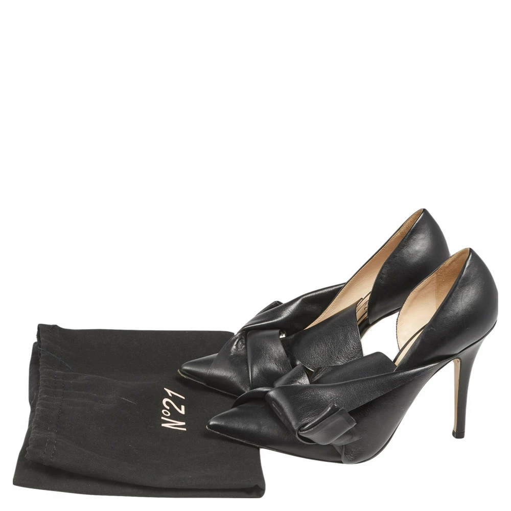 N21 Nº21 Black Leather Knot Pointed Toe Pumps Size 37.5 Women N21 Nº21 Black Leather Knot Pointed Toe Pumps Size 37.5 Women -N21shop luxury women n21 used shoes p551978 009