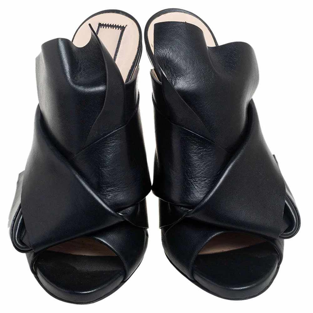 N21 N°21 Burgundy Black Leather Ronny Pleated Mules Size 37 Women Sandals N21 N°21 Burgundy Black Leather Ronny Pleated Mules Size 37 Women Sandals -N21shop luxury women n21 used shoes p552337 002