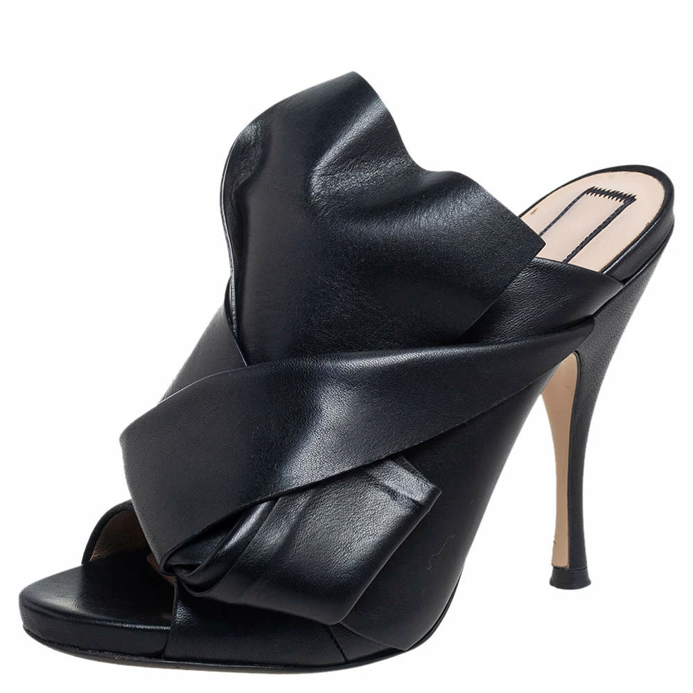 N21 N°21 Burgundy Black Leather Ronny Pleated Mules Size 37 Women Sandals N21 N°21 Burgundy Black Leather Ronny Pleated Mules Size 37 Women Sandals -N21shop luxury women n21 used shoes p552337 007