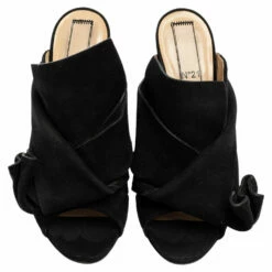 N21 Nº21 Black Suede Raso Knot Peep Toe Mules Size 39 Women Sandals 4 N21 Nº21 Black Suede Raso Knot Peep Toe Mules Size 39 Women Sandals -N21shop luxury women n21 used shoes p555109 004