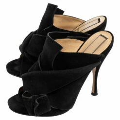 N21 Nº21 Black Suede Raso Knot Peep Toe Mules Size 39 Women Sandals 5 N21 Nº21 Black Suede Raso Knot Peep Toe Mules Size 39 Women Sandals -N21shop luxury women n21 used shoes p555109 005
