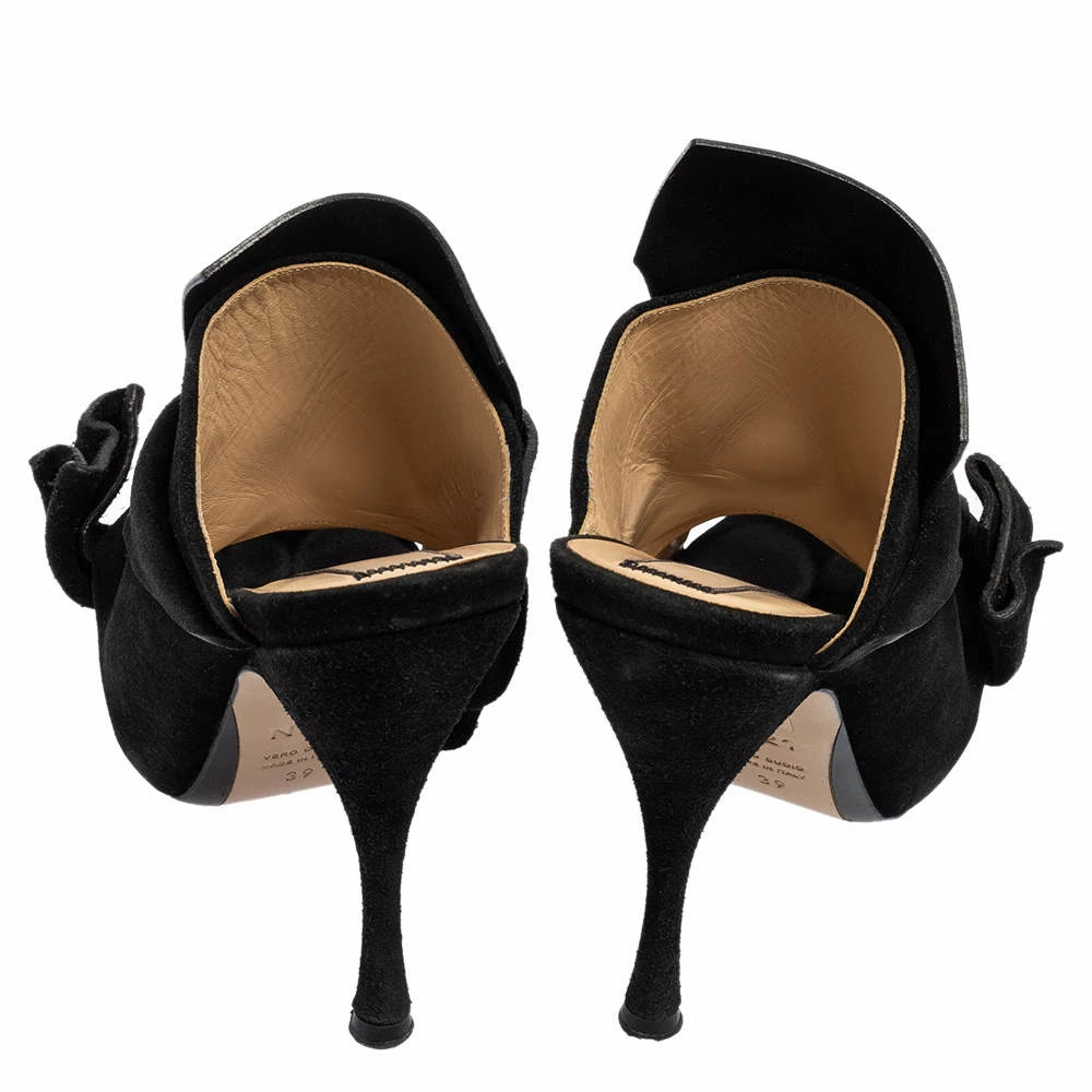 N21 Nº21 Black Suede Raso Knot Peep Toe Mules Size 39 Women Sandals N21 Nº21 Black Suede Raso Knot Peep Toe Mules Size 39 Women Sandals -N21shop luxury women n21 used shoes p555109 006