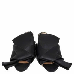 N21 Nº21 Black Satin Knot Flat Mules Size 40.5 Women Flats -N21shop luxury women n21 used shoes p560733 007