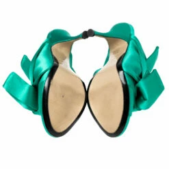 N21 Nº21 Green Satin Raso Knot Peep Toe Mules Size 39 Women Sandals -N21shop luxury women n21 used shoes p565530 002