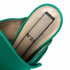 N21 Nº21 Green Satin Raso Knot Peep Toe Mules Size 39 Women Sandals -N21shop luxury women n21 used shoes p565530 005