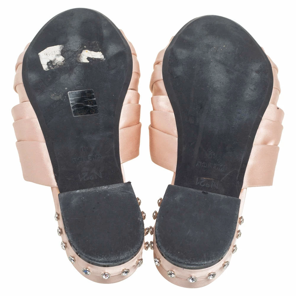 N21 Nº21 Beige Satin Knot Studded Heel Slide Sandals Size 40 Women N21 Nº21 Beige Satin Knot Studded Heel Slide Sandals Size 40 Women -N21shop luxury women n21 used shoes p568400 004