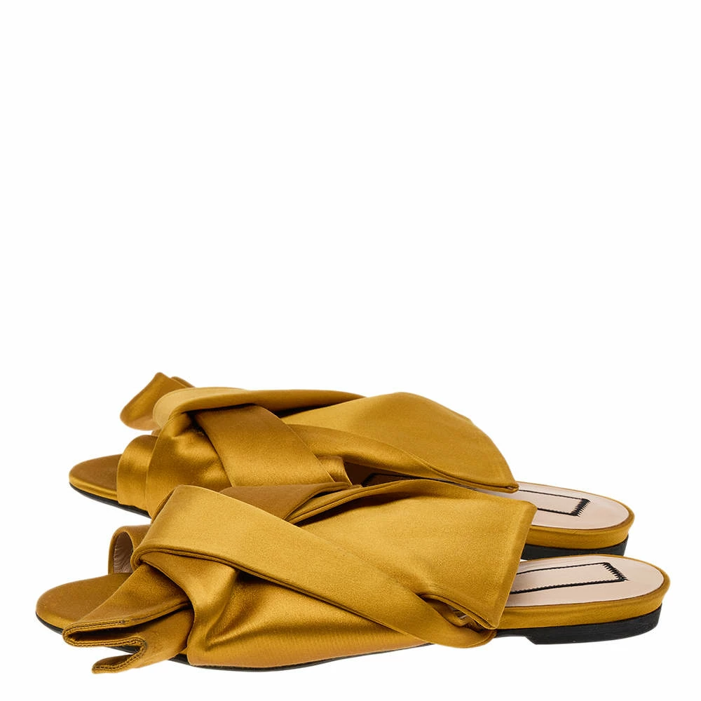 N21 Nº21 Mustard Satin Knot Flat Mules Size 39 Women Sandals N21 Nº21 Mustard Satin Knot Flat Mules Size 39 Women Sandals -N21shop luxury women n21 used shoes p572682 002