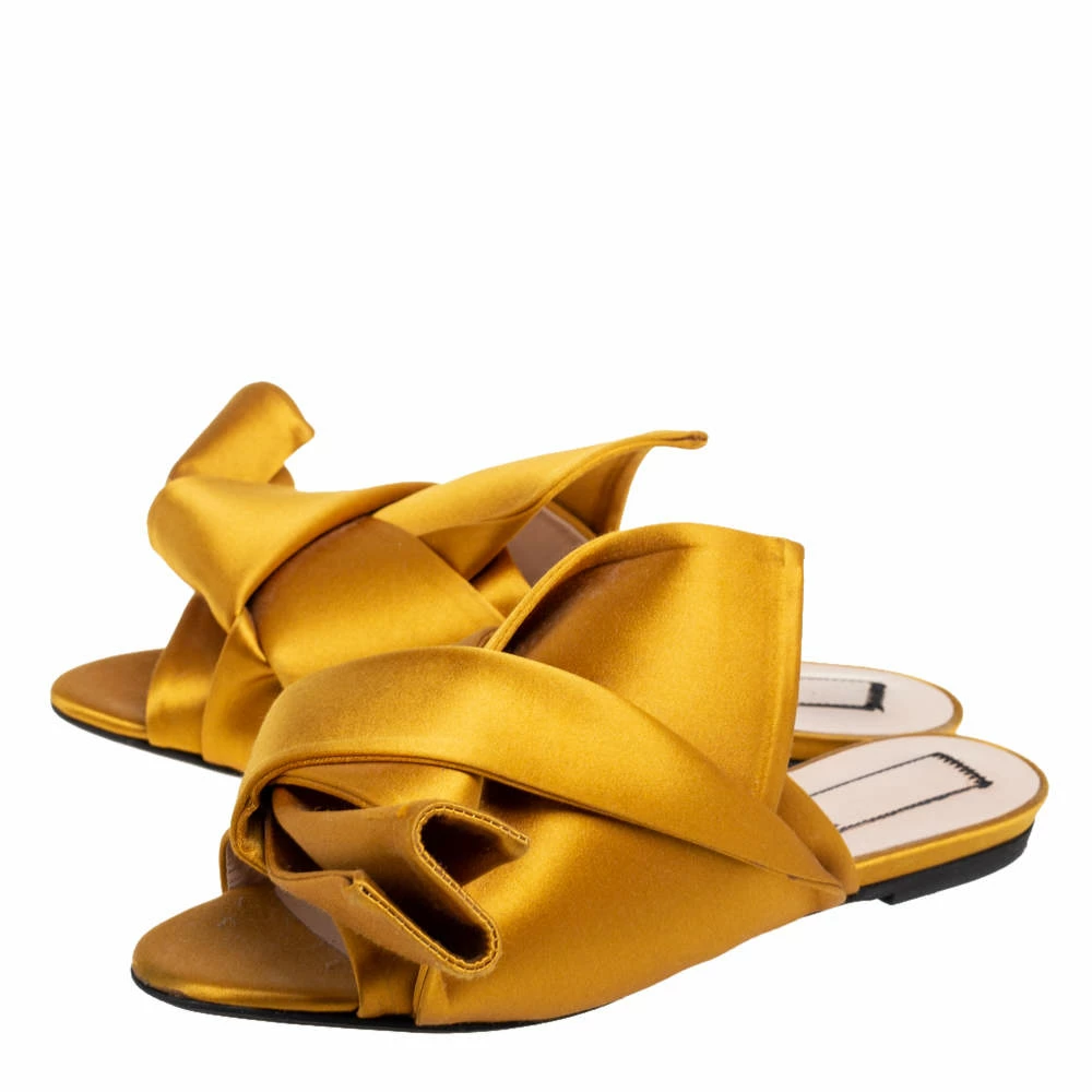 N21 Nº21 Mustard Yellow Satin Knot Flat Mules Size 37 Women Sandals N21 Nº21 Mustard Yellow Satin Knot Flat Mules Size 37 Women Sandals -N21shop luxury women n21 used shoes p573364 002