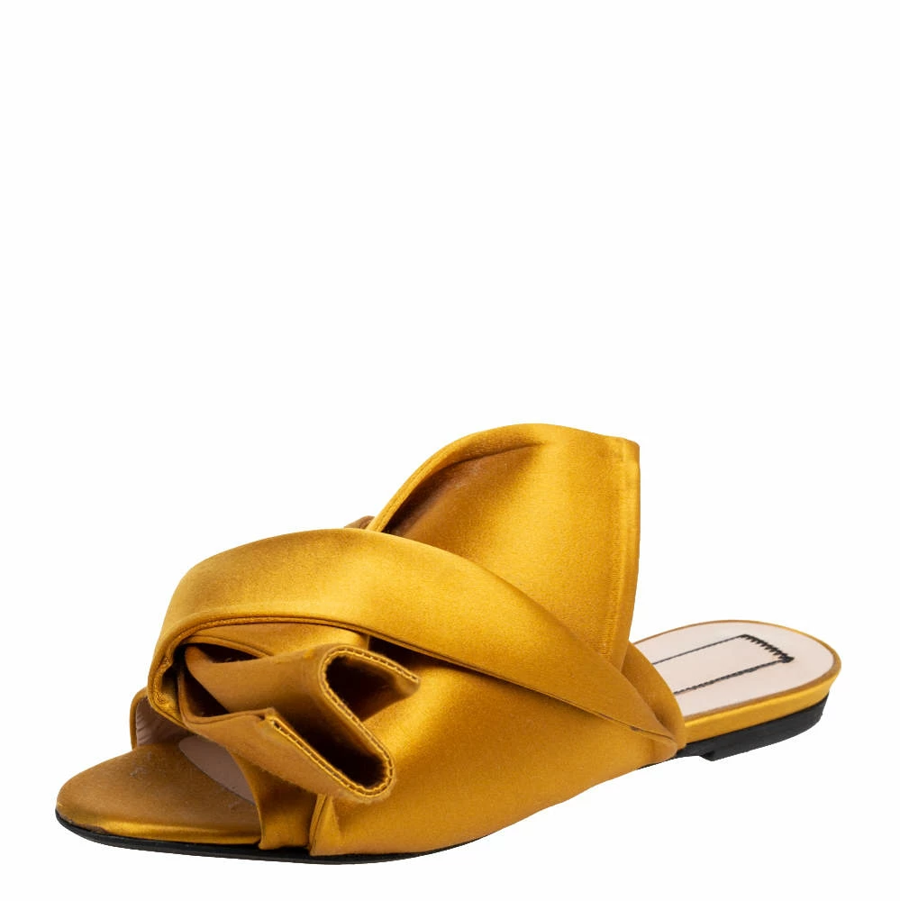 N21 Nº21 Mustard Yellow Satin Knot Flat Mules Size 37 Women Sandals N21 Nº21 Mustard Yellow Satin Knot Flat Mules Size 37 Women Sandals -N21shop luxury women n21 used shoes p573364 003