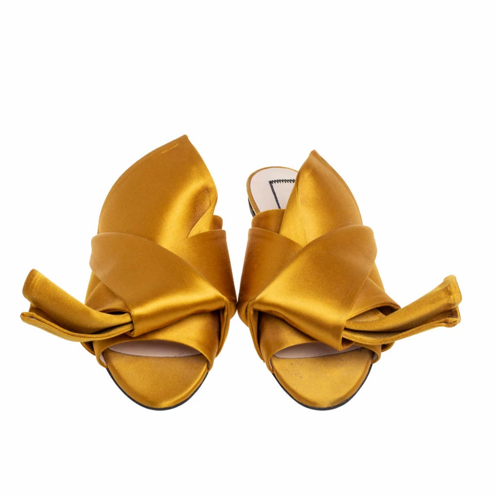 N21 Nº21 Mustard Yellow Satin Knot Flat Mules Size 37 Women Sandals N21 Nº21 Mustard Yellow Satin Knot Flat Mules Size 37 Women Sandals -N21shop luxury women n21 used shoes p573364 006
