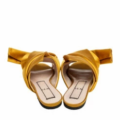 N21 Nº21 Mustard Yellow Satin Knot Flat Mules Size 37 Women Sandals 6 N21 Nº21 Mustard Yellow Satin Knot Flat Mules Size 37 Women Sandals -N21shop luxury women n21 used shoes p573364 007