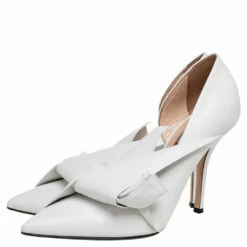 N21 N°21 White Leather Abstract Bow Pointed-Toe Pumps Size 38 Women -N21shop luxury women n21 used shoes p577272 001