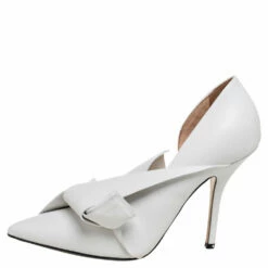 N21 N°21 White Leather Abstract Bow Pointed-Toe Pumps Size 38 Women -N21shop luxury women n21 used shoes p577272 003