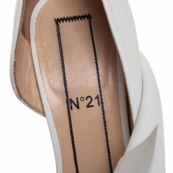 N21 N°21 White Leather Abstract Bow Pointed-Toe Pumps Size 38 Women -N21shop luxury women n21 used shoes p577272 004