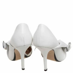 N21 N°21 White Leather Abstract Bow Pointed-Toe Pumps Size 38 Women -N21shop luxury women n21 used shoes p577272 006