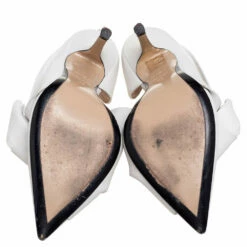 N21 N°21 White Leather Abstract Bow Pointed-Toe Pumps Size 38 Women -N21shop luxury women n21 used shoes p577272 007