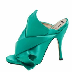 N21 Nº21 Emerald Green Satin Raso Knot Peep-Toe Mules Size 38.5 Women Sandals 3 N21 Nº21 Emerald Green Satin Raso Knot Peep-Toe Mules Size 38.5 Women Sandals -N21shop luxury women n21 used shoes p586070 004