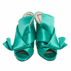 N21 Nº21 Emerald Green Satin Raso Knot Peep-Toe Mules Size 38.5 Women Sandals 4 N21 Nº21 Emerald Green Satin Raso Knot Peep-Toe Mules Size 38.5 Women Sandals -N21shop luxury women n21 used shoes p586070 006
