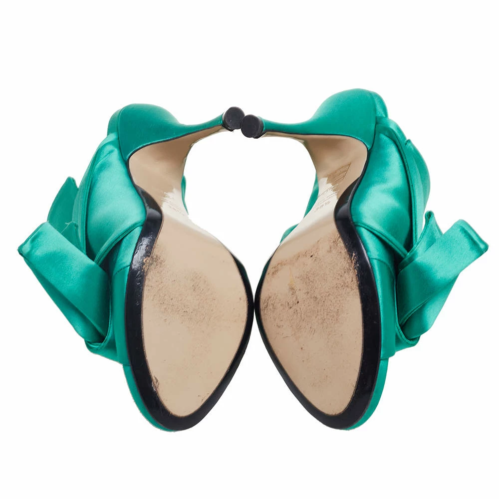 N21 Nº21 Emerald Green Satin Raso Knot Peep-Toe Mules Size 38.5 Women Sandals N21 Nº21 Emerald Green Satin Raso Knot Peep-Toe Mules Size 38.5 Women Sandals -N21shop luxury women n21 used shoes p586070 008