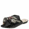 N21 Nº21 Black Satin Knot Embellished Flat Sandals Size 37 Women 2 N21 Nº21 Black Satin Knot Embellished Flat Sandals Size 37 Women -N21shop luxury women n21 used shoes p594831 003