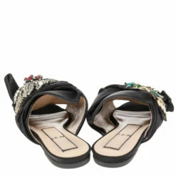 N21 Nº21 Black Satin Knot Embellished Flat Sandals Size 37 Women 6 N21 Nº21 Black Satin Knot Embellished Flat Sandals Size 37 Women -N21shop luxury women n21 used shoes p594831 007