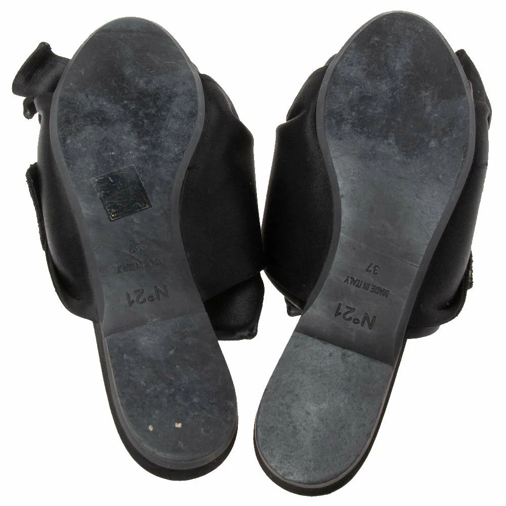 N21 Nº21 Black Satin Knot Embellished Flat Sandals Size 37 Women N21 Nº21 Black Satin Knot Embellished Flat Sandals Size 37 Women -N21shop luxury women n21 used shoes p594831 008