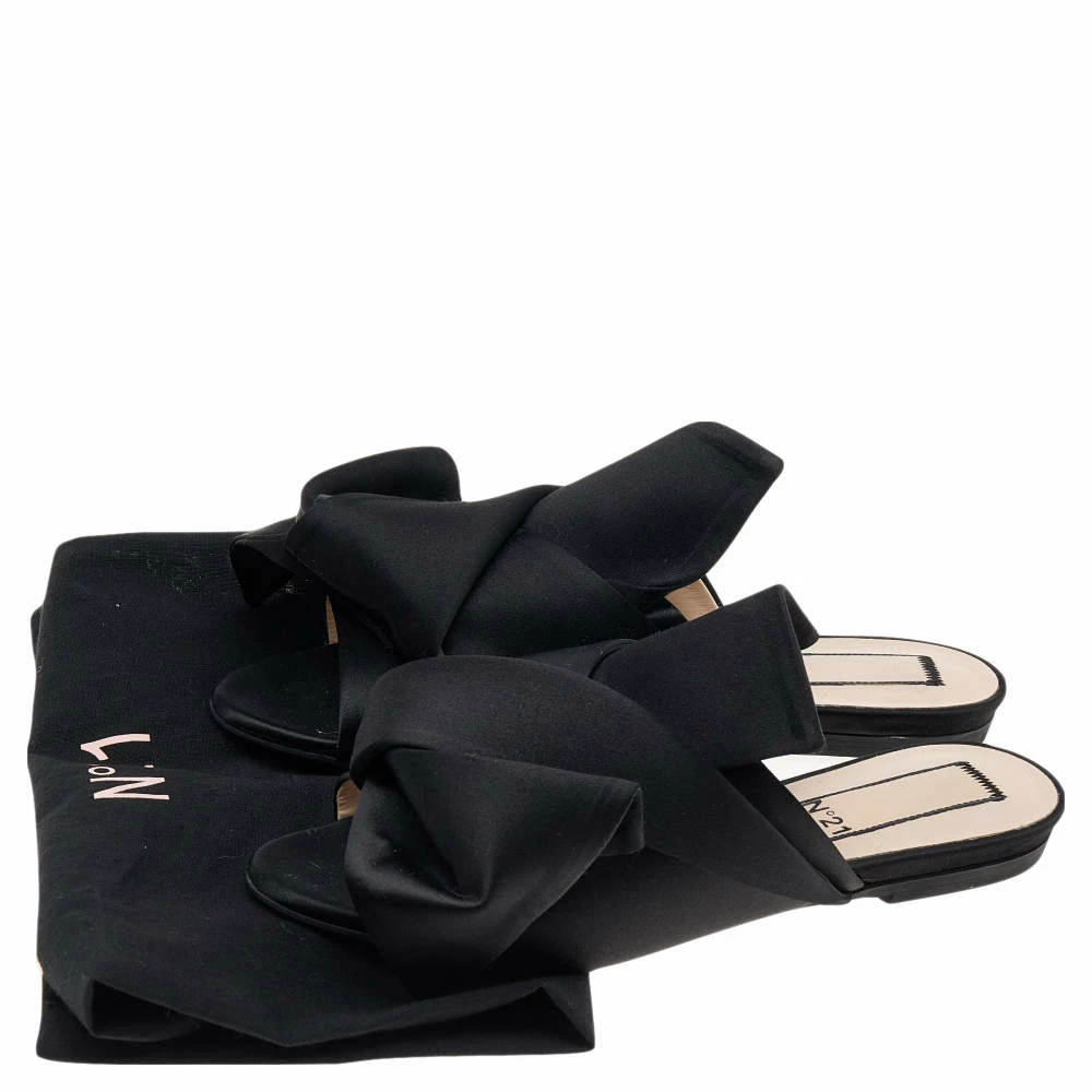 N21 Nº21 Black Satin Knot Flat Mules Size 35 Women Sandals N21 Nº21 Black Satin Knot Flat Mules Size 35 Women Sandals -N21shop luxury women n21 used shoes p595323 002