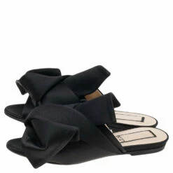 N21 Nº21 Black Satin Knot Flat Mules Size 35 Women Sandals 5 N21 Nº21 Black Satin Knot Flat Mules Size 35 Women Sandals -N21shop luxury women n21 used shoes p595323 003