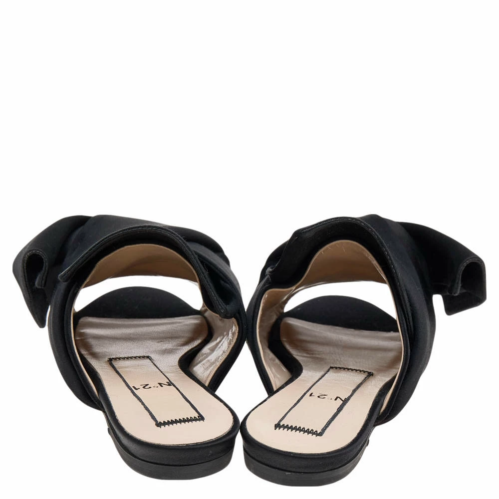 N21 Nº21 Black Satin Knot Flat Mules Size 35 Women Sandals N21 Nº21 Black Satin Knot Flat Mules Size 35 Women Sandals -N21shop luxury women n21 used shoes p595323 004