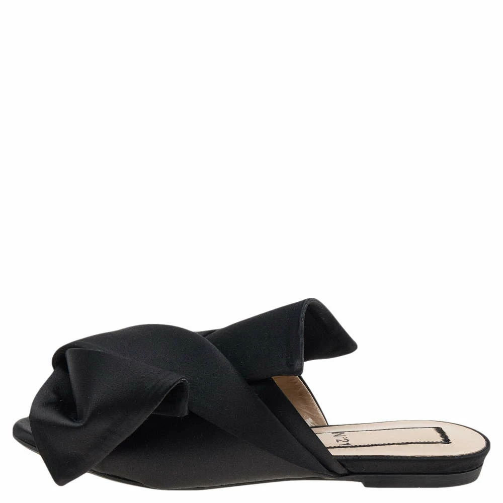 N21 Nº21 Black Satin Knot Flat Mules Size 35 Women Sandals N21 Nº21 Black Satin Knot Flat Mules Size 35 Women Sandals -N21shop luxury women n21 used shoes p595323 007