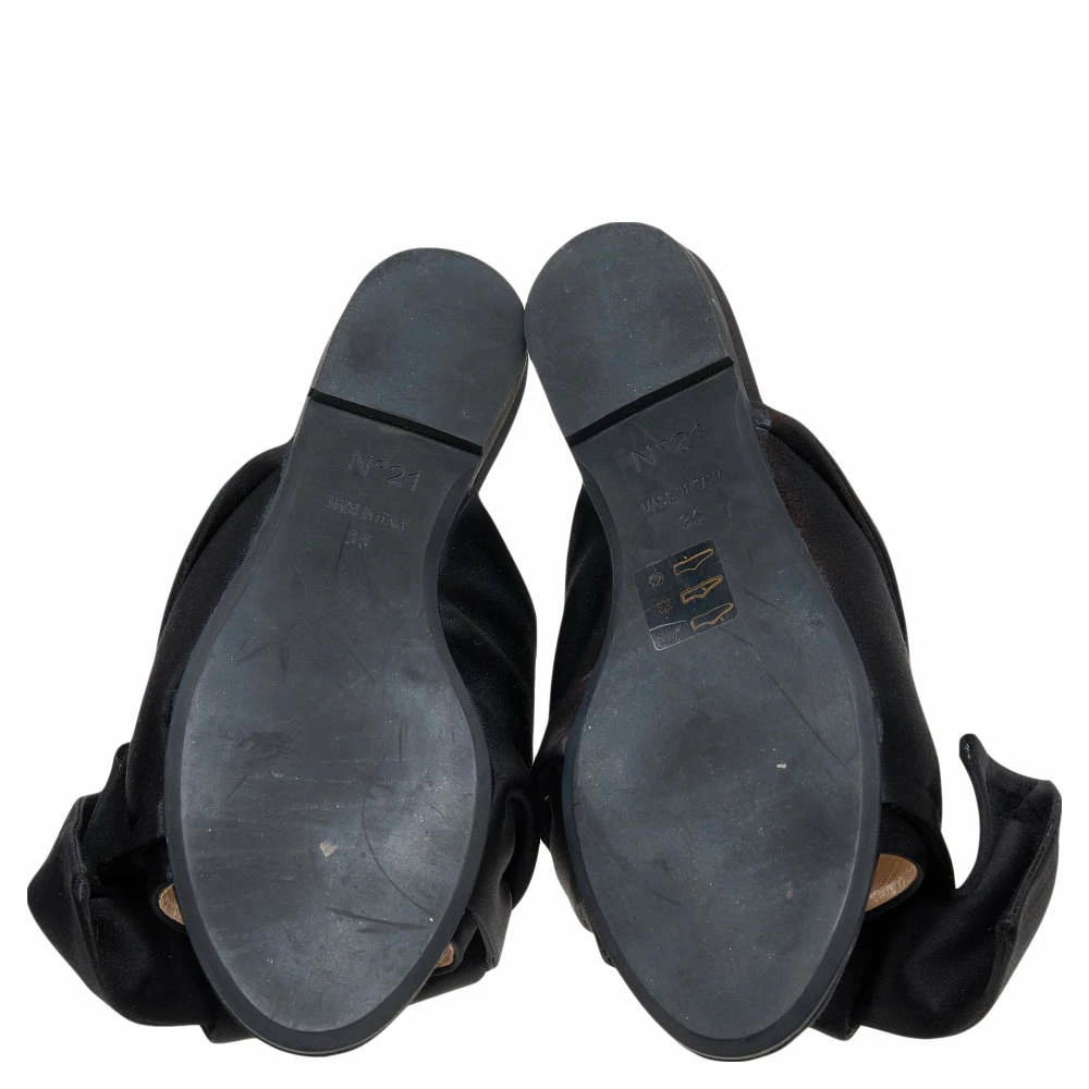 N21 Nº21 Black Satin Knot Flat Mules Size 35 Women Sandals N21 Nº21 Black Satin Knot Flat Mules Size 35 Women Sandals -N21shop luxury women n21 used shoes p595323 008