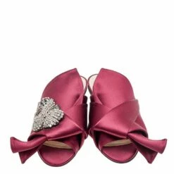 N21 Nº21 Burgundy Satin Crystal Embellished Flat Size 39 Women Flats -N21shop luxury women n21 used shoes p612832 004