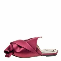 N21 Nº21 Burgundy Satin Crystal Embellished Flat Size 39 Women Flats -N21shop luxury women n21 used shoes p612832 007